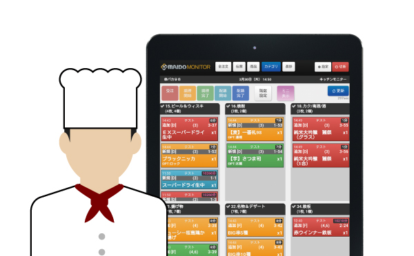 「キッチンモニター」で調理完了を押す