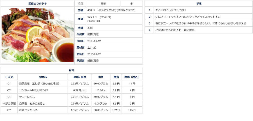 レシピ作成・管理