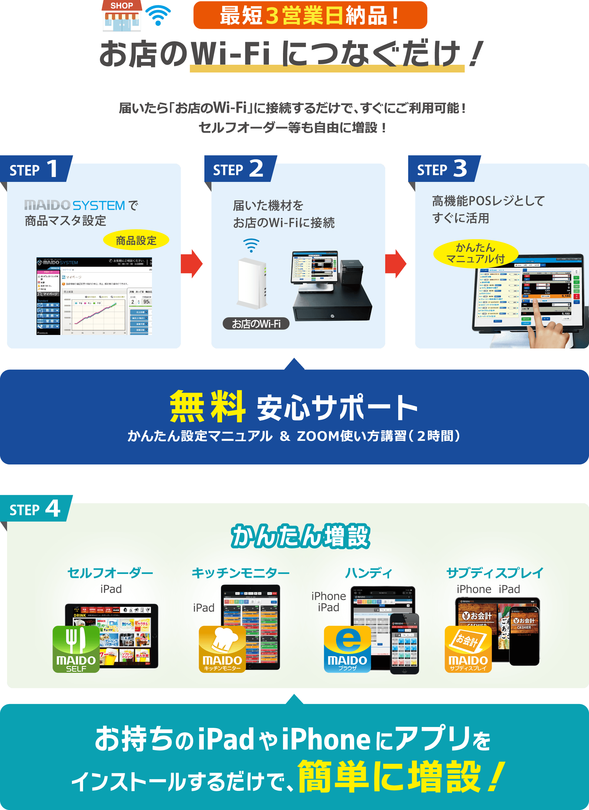 【最短3営業日納品！】お店のWi-Fiにつなぐだけ！